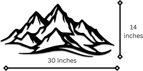 METALPLEX Mountain Range Metal Wall Art – Modern Aluminum Composite Wall Decor for Living Room, Bedroom, Office & Entryway – Lightweight, Rust & Fade Resistant & Easy to Install – Black, 47" x 22" in Saudi Arabia