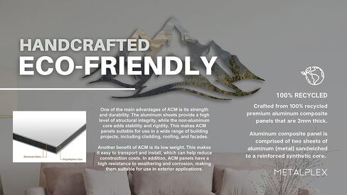 METALPLEX Mountain Range Metal Wall Art – Modern Aluminum Composite Wall Decor for Living Room, Bedroom, Office & Entryway – Lightweight, Rust & Fade Resistant & Easy to Install – Black, 47" x 22" in Saudi Arabia