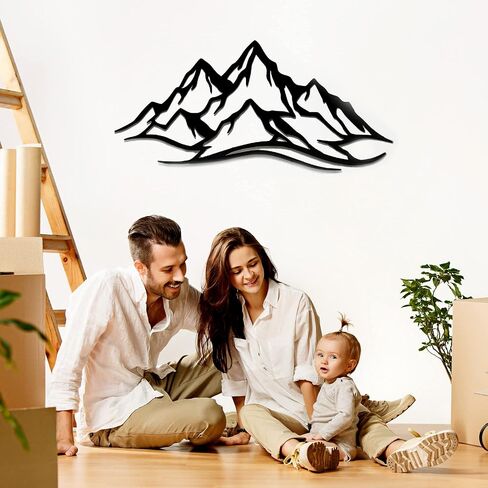 METALPLEX Mountain Range Metal Wall Art – Modern Aluminum Composite Wall Decor for Living Room, Bedroom, Office & Entryway – Lightweight, Rust & Fade Resistant & Easy to Install – Black, 47" x 22" in Saudi Arabia