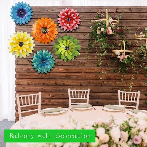 Outdoor Metal Wall Art Decor, 2 Pack 8 Inch Sunflower Wall Decorations, Hanging Outdoor Wall Decor, Handmade Metal Flowers for Outdoor Outside Indoor Decor,Yellow+Orange in Saudi Arabia