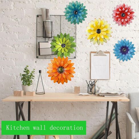 Outdoor Metal Wall Art Decor, 2 Pack 8 Inch Sunflower Wall Decorations, Hanging Outdoor Wall Decor, Handmade Metal Flowers for Outdoor Outside Indoor Decor,Yellow+Orange in Saudi Arabia