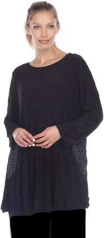 Moonlight Pucker Weave Tunic with Contrast Trim - 2754 in Saudi Arabia