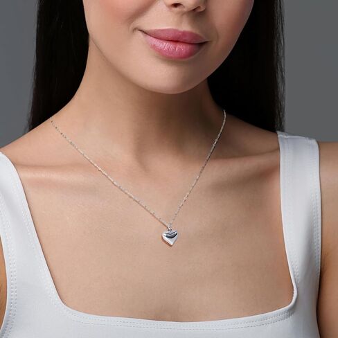 Small Silver Heart Necklace for Women - Hypoallergenic Dainty 925 Sterling Silver Heart Pendant on Delicate Chain in Saudi Arabia