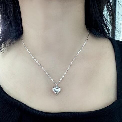 Small Silver Heart Necklace for Women - Hypoallergenic Dainty 925 Sterling Silver Heart Pendant on Delicate Chain in Saudi Arabia