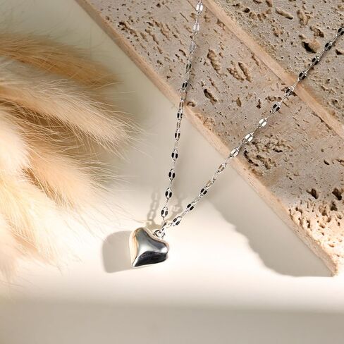 Small Silver Heart Necklace for Women - Hypoallergenic Dainty 925 Sterling Silver Heart Pendant on Delicate Chain in Saudi Arabia