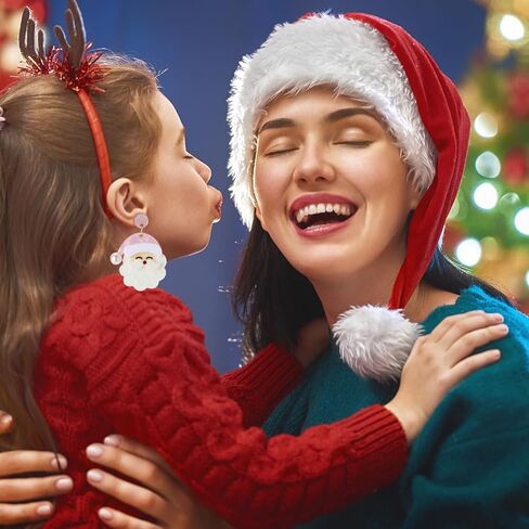 أقراط عيد الميلاد للنساء - أقراط سانتا المتدلية الوردية اللطيفة، إكسسوارات الكريسماس وملابس العطلات والمجوهرات هدية عيد الميلاد in Kuwait