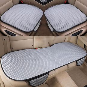 Acdiac العالمي غطاء مقعد السيارة الحرير الجليد الصيف السيارات وسادة باردة تنفس مريحة عدم الانزلاق مقعد السيارة منصات 3 قطعة/مجموعة (البني) in Kuwait