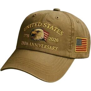 250th Anniversary Patriotic Tribute Baseball Cap, Adjustable Military Embroidered Veteran Hat, Headwear Gift in Kuwait