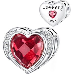 Birthstone Charms 925 Sterling Silver Cubic Zirconia Heart Dangle Charms fit for Bracelets and Necklaces Jewelry Gift in Kuwait