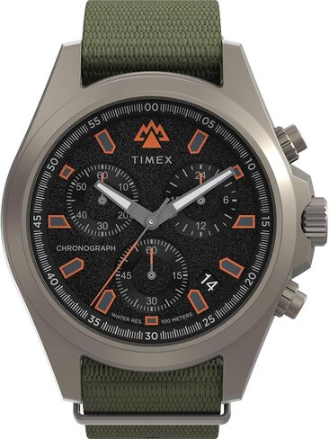 Timex Men's Expedition Field Chronograph 43mm Watch - Green Strap Black Dial Gunmetal Case in Saudi Arabia