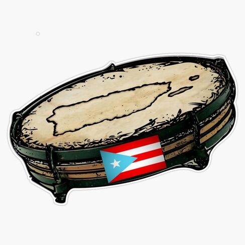 Puerto Rican Flag Traditional Instrument Pandera Sticker Bumper Sticker Vinyl Decal 5" in Saudi Arabia