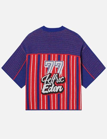 Aelfric Eden T Shirts Number Stripe Unisex Oversized Graphic Knit Tee Color Blocking Streetwear Tops in Saudi Arabia