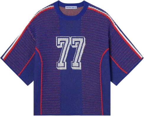Aelfric Eden T Shirts Number Stripe Unisex Oversized Graphic Knit Tee Color Blocking Streetwear Tops in Saudi Arabia
