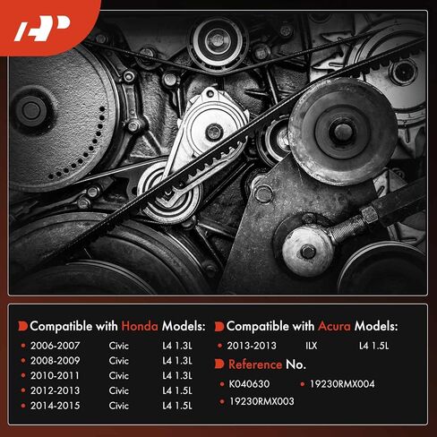 حزام قيادة أفعواني للمحرك A-Premium متوافق مع Honda Civic 2006-2011 1.3L، Civic 2012-2015 1.5L & Acura ILX 2013-2013 1.5L، EV-GAS هجين بالكامل (FHEV) in Saudi Arabia