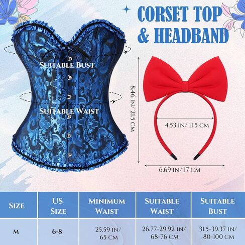 2 Pcs Corset Tops & Headband Lace Push up Bodysuit for Women Halloween Costume Cosplay Party in Saudi Arabia