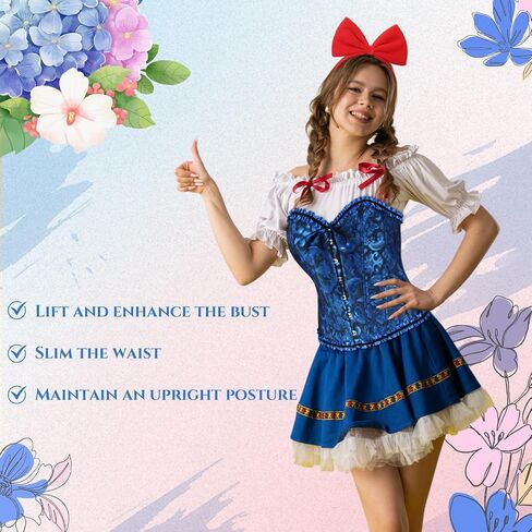 2 Pcs Corset Tops & Headband Lace Push up Bodysuit for Women Halloween Costume Cosplay Party in Saudi Arabia