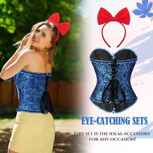 2 Pcs Corset Tops & Headband Lace Push up Bodysuit for Women Halloween Costume Cosplay Party in Saudi Arabia