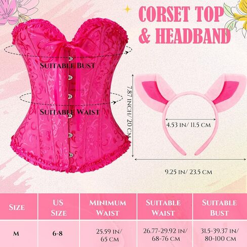 2 Pcs Corset Tops & Headband Lace Push up Bodysuit for Women Halloween Costume Cosplay Party in Saudi Arabia
