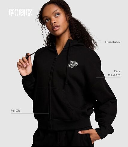 Victoria's Secret Women's PINK Logo Full Zip-up Sweatshirt, Dollhouse, M in Saudi Arabia