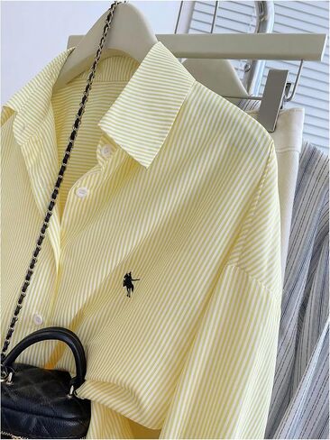 SOLY HUX Women's Plus Size Striped Shirt Button Down Collared Long Sleeve Casual Blouse Tops in Saudi Arabia
