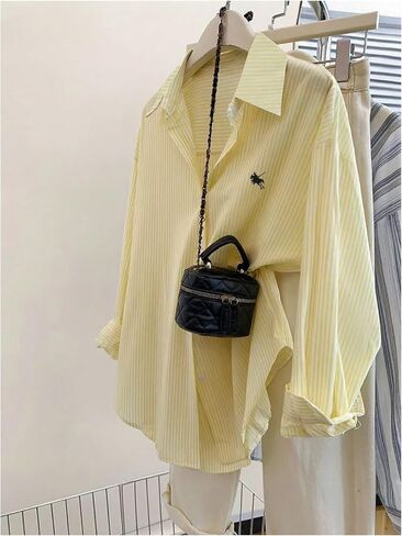 SOLY HUX Women's Plus Size Striped Shirt Button Down Collared Long Sleeve Casual Blouse Tops in Saudi Arabia