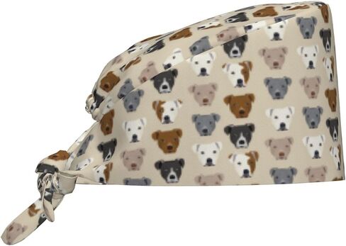 Generic Pitbull Dog Working Cap for Women Men Adjustable Scrub Caps with Sweatband Breathable Turban Hat Black in Saudi Arabia