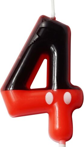 Black Red Numeral Birthday Cake Candles, White dots Cake Cupcake Decor for Boys Girls, Happy Cartoon Themed Birthday Party Decorations Supplies (Red Black, 1) in Saudi Arabia