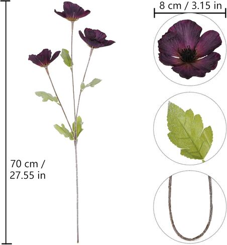 Poppy Flowers Artificial,6PCS Purple Poppy Silk Flowers 27.5in Fake Poppies for Wedding Bouquet Table Centerpiece Arrangement Home Decor(Dark Purple) in Saudi Arabia