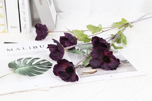 Poppy Flowers Artificial,6PCS Purple Poppy Silk Flowers 27.5in Fake Poppies for Wedding Bouquet Table Centerpiece Arrangement Home Decor(Dark Purple) in Saudi Arabia