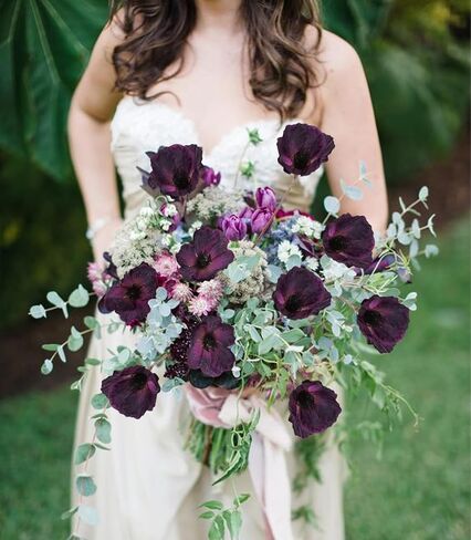 Poppy Flowers Artificial,6PCS Purple Poppy Silk Flowers 27.5in Fake Poppies for Wedding Bouquet Table Centerpiece Arrangement Home Decor(Dark Purple) in Saudi Arabia