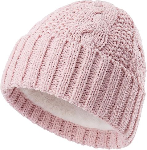 Women Winter Beanie Hat: Fleece Lined Warm Knit Skull Cap Thermal Stocking Cap for Cold Weather Snow Ski in Kuwait