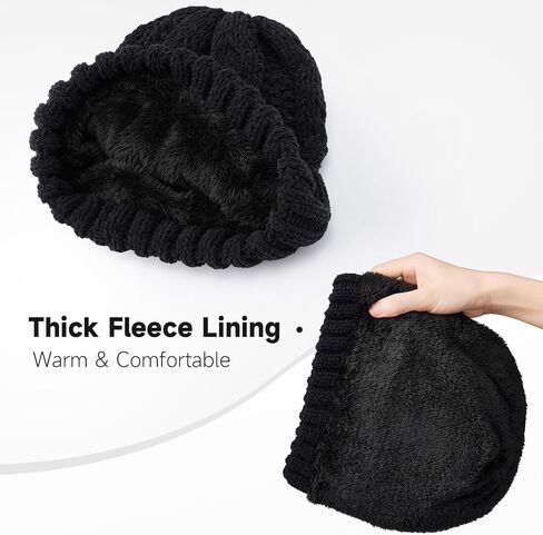 Women Winter Beanie Hat: Fleece Lined Warm Knit Skull Cap Thermal Stocking Cap for Cold Weather Snow Ski in Kuwait