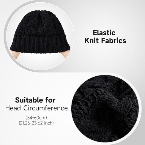 Women Winter Beanie Hat: Fleece Lined Warm Knit Skull Cap Thermal Stocking Cap for Cold Weather Snow Ski in Kuwait