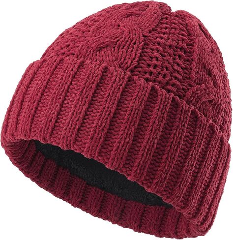 Women Winter Beanie Hat: Fleece Lined Warm Knit Skull Cap Thermal Stocking Cap for Cold Weather Snow Ski in Kuwait