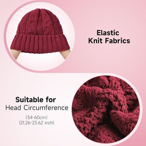 Women Winter Beanie Hat: Fleece Lined Warm Knit Skull Cap Thermal Stocking Cap for Cold Weather Snow Ski in Kuwait