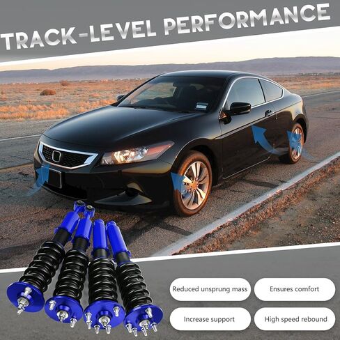 BHB Adjustable Coilovers Compatible with Honda Accord 2003-2007 Coil Spring Absorber Struts Suspension Lowering Kit Red in Kuwait