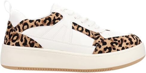 MIA Womens Dice Leopard Perforated Lace Up Sneakers Shoes Casual - White in Saudi Arabia