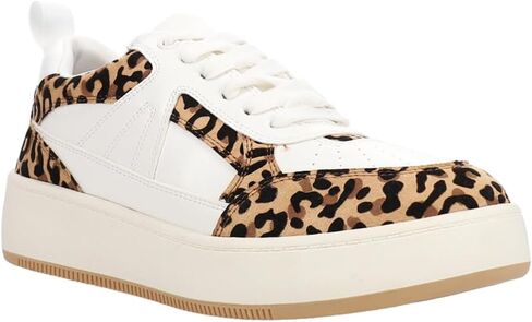 MIA Womens Dice Leopard Perforated Lace Up Sneakers Shoes Casual - White in Saudi Arabia