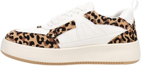 MIA Womens Dice Leopard Perforated Lace Up Sneakers Shoes Casual - White in Saudi Arabia
