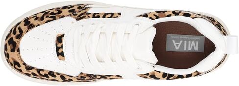MIA Womens Dice Leopard Perforated Lace Up Sneakers Shoes Casual - White in Saudi Arabia