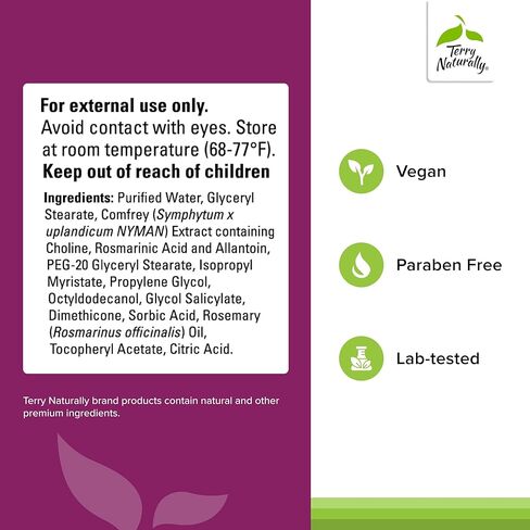 Terry Naturally Traumaplant Comfrey Cream - 3.53 oz - Non-Staining Topical - Free of Pyrrolizidine Alkaloids (PAs) & Parabens - for External Use Only in Kuwait