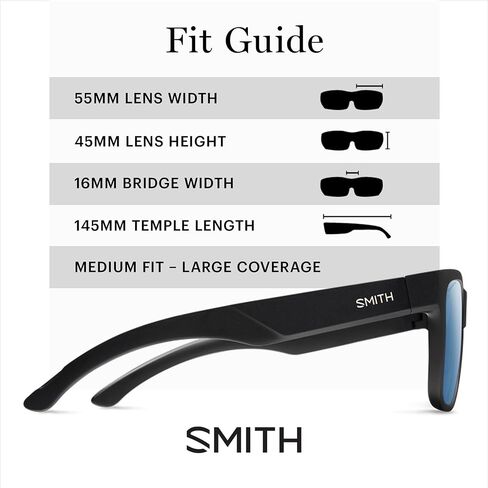 SMITH Lowdown 2 Sunglasses with Chromapop Lenses - Polarized Sunglasses - for Men & Women - Matte Black ChromaPop Glass Polarized Blue Mirror in Saudi Arabia
