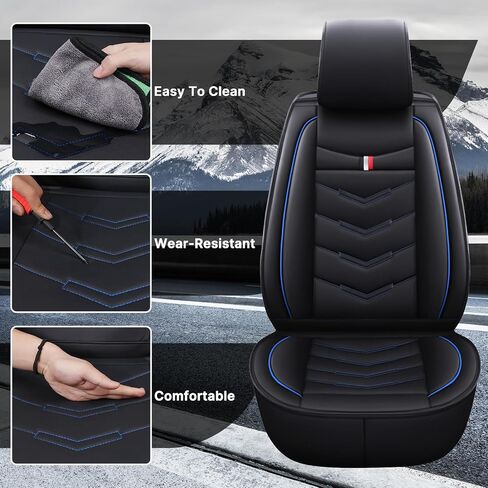 Car Seat Cover for Volkswagen Taos 2022-2025, Durable Wear Resistant Waterproof Vehicle Cushion Cover, Breathable No Odor Premium Leather Vehicle Seat Covers.(Standard,Black Blue) in Saudi Arabia