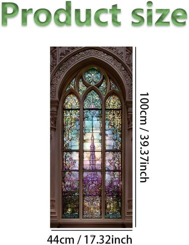 1PC Stained Glass Style Window Film 17.3 × 39.4 Inch White Dove Cross and Grapevine Decorative Privacy Static Cling Glass Cover for Home Church Office Living Room Door Window Decor in Kuwait