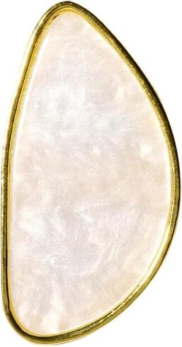 حلقة كبيرة على شكل دمعة أكريليك | خاتم لوحة اللؤلؤ مجوهرات مسطحة قابلة للتعديل للنساء بلمسات من اللؤلؤ الوردي والأبيض، هندسية غير منتظمة، الحد الأدنى، رومانسي، خاتم بيان in Kuwait