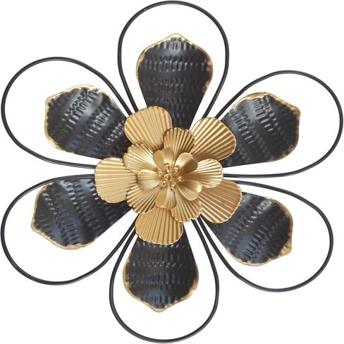 White Metal flower wall decor, 2pcs rural modern floral wall sculpture decor, suitable for indoor, outdoor, bathroom, bedroom, living room, garden, kitchen, terrace, porch.(2A-White) in Saudi Arabia