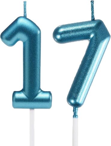 2.35 Inch Pink 17 & 71 Birthday Candles, Number 17th Cake Topper for Boys Girls Birthday Party Decorations Theme Party in Saudi Arabia