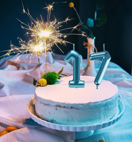 2.35 Inch Pink 17 & 71 Birthday Candles, Number 17th Cake Topper for Boys Girls Birthday Party Decorations Theme Party in Saudi Arabia