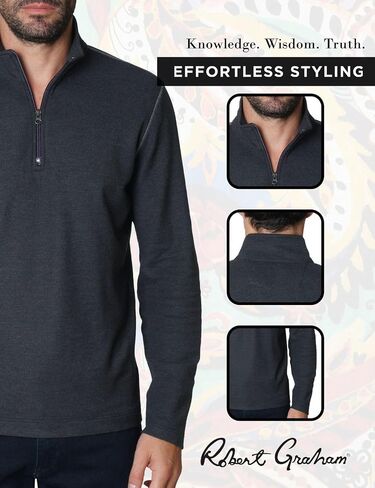 روبرت جراهام للرجال Germano بأكمام طويلة 1/4-ZIP سولوفر سترة in Saudi Arabia