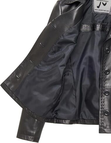 Women’s Genuine Leather Jacket – Leather Blazer with Notched Collar, Four Button Closure, Waist Pockets – Black Jacket Women. in Saudi Arabia